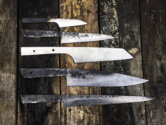 Dustworks 5 Hand Forged Knife Blanks work in Progress Chef Knife, Slicer, Paring 