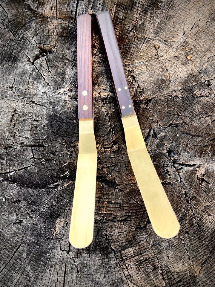 Dustworks Pair Handmade Brass Offset Spatula Cambia Ash