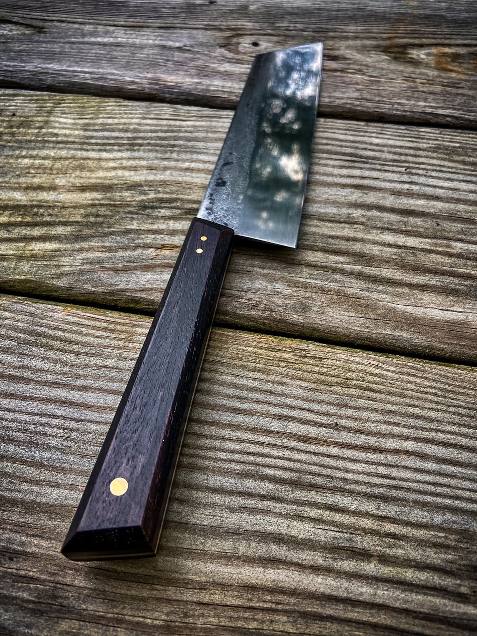 Dustworks Handmade Bunka Japanese Knife Cambia Ash Brass Pins