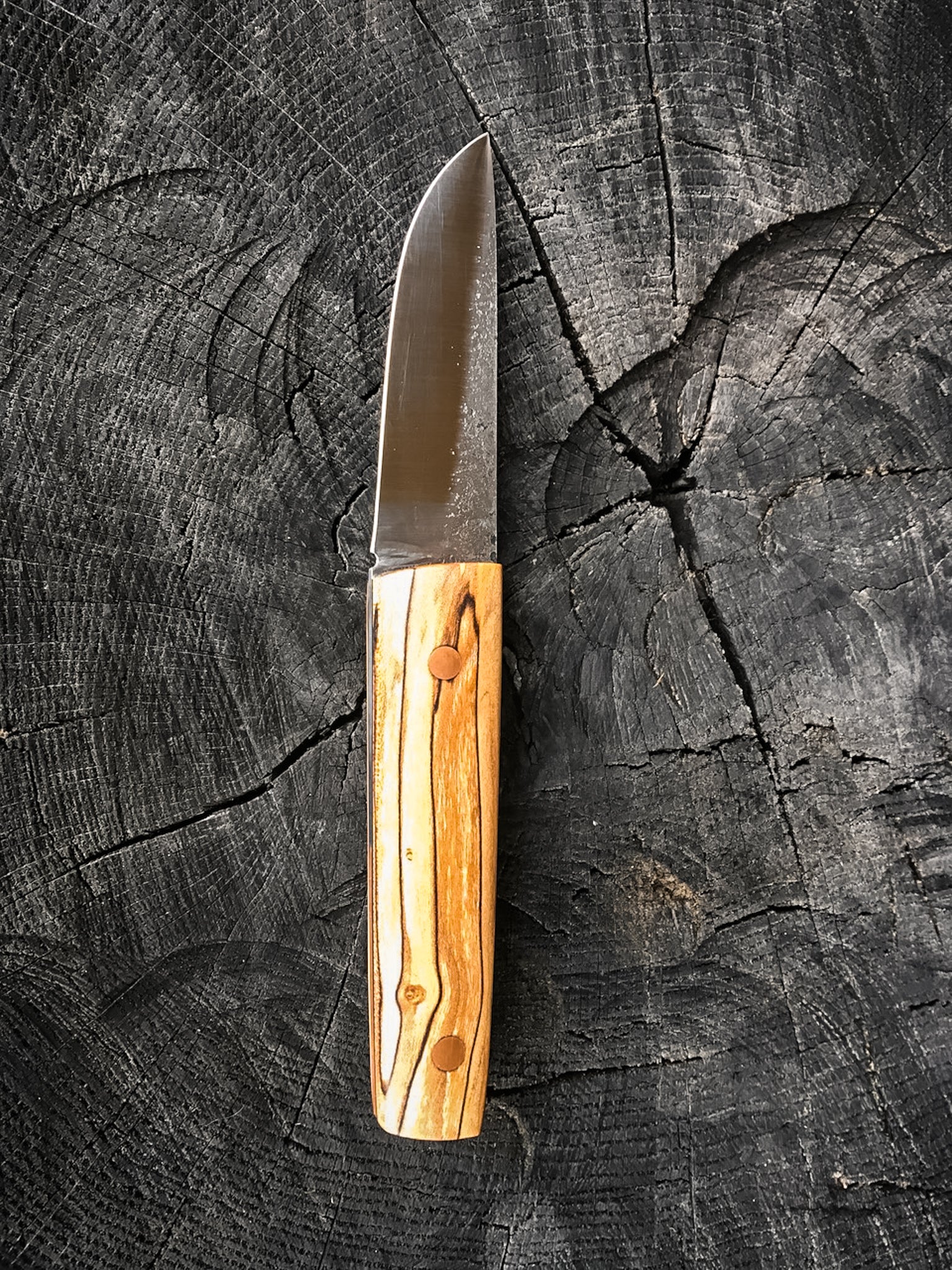 Dustworks Handforged Pukka Spalted Maple Handle Copper Pins Filler