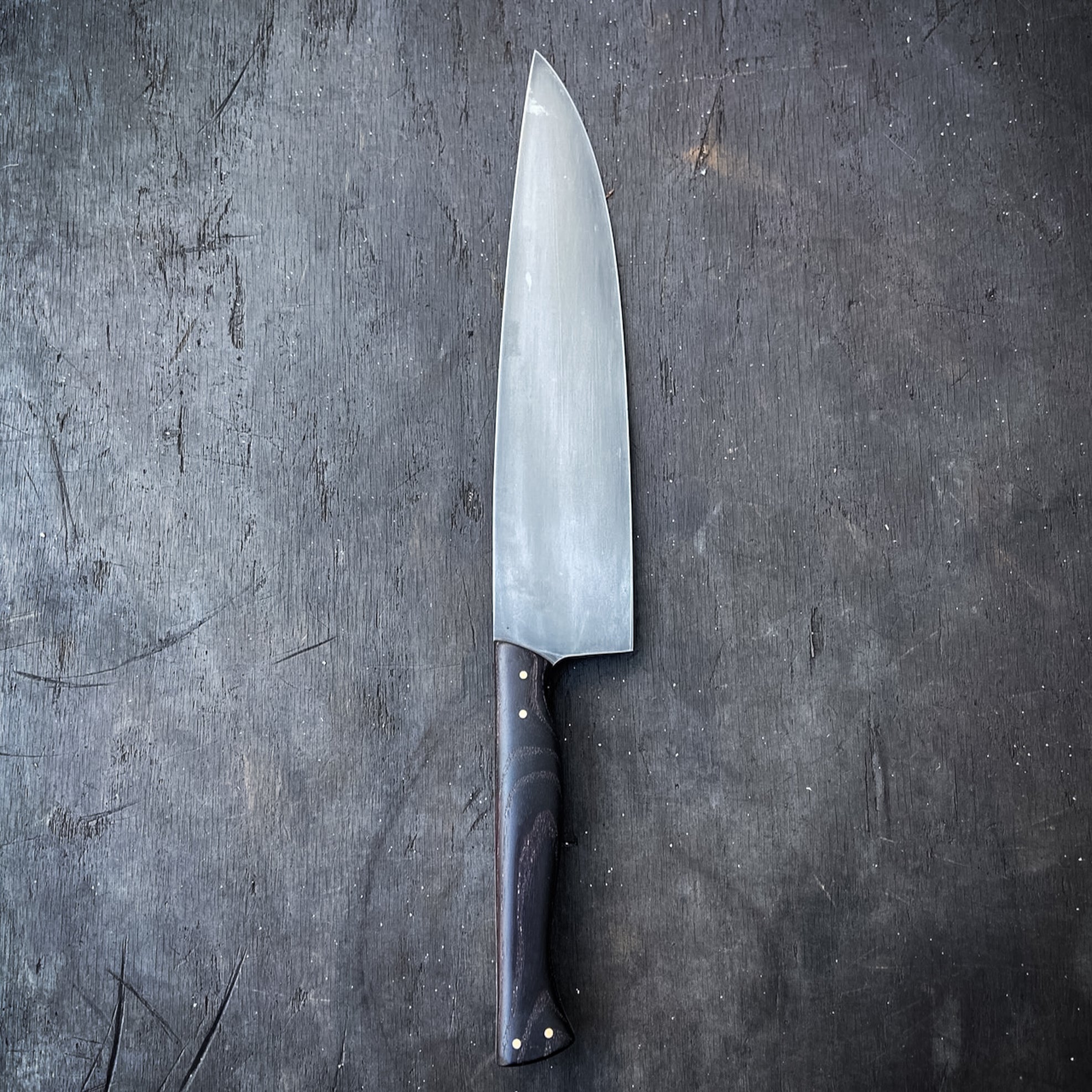 Dustworks Handmade Chef Knife Cambia Ash Brass Pins