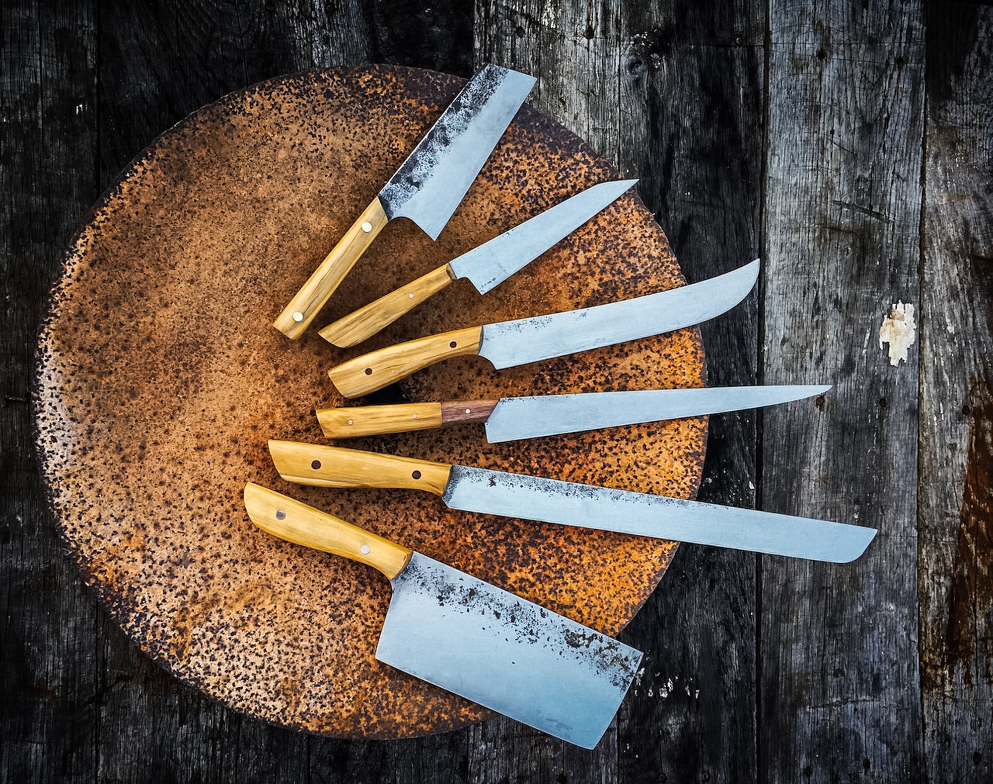Array Forged Assorted Knives Plow Blade Boxwood