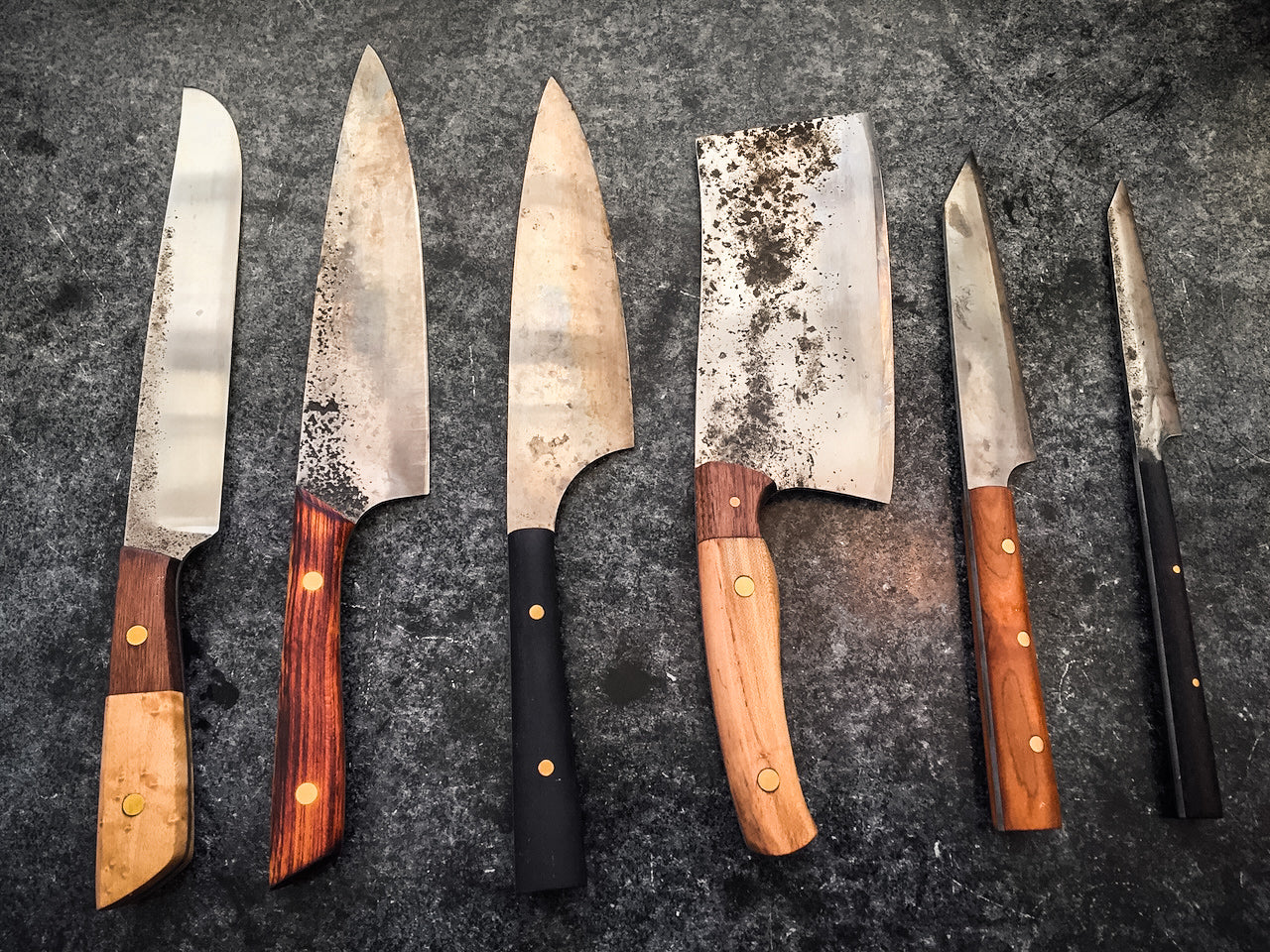 Dustworks Array Assorted Hand Forged Chef Cleaver Paring Slicer Knives made in USA